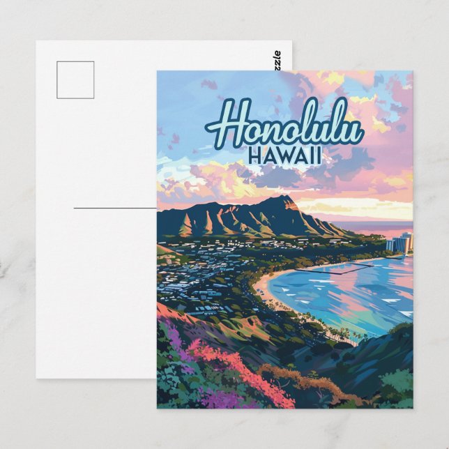 Honolulu Hawaii Oahu Waikiki Beach Diamondhead Postcard (Front/Back)