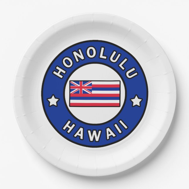 Honolulu Hawaii Paper Plates (Front)