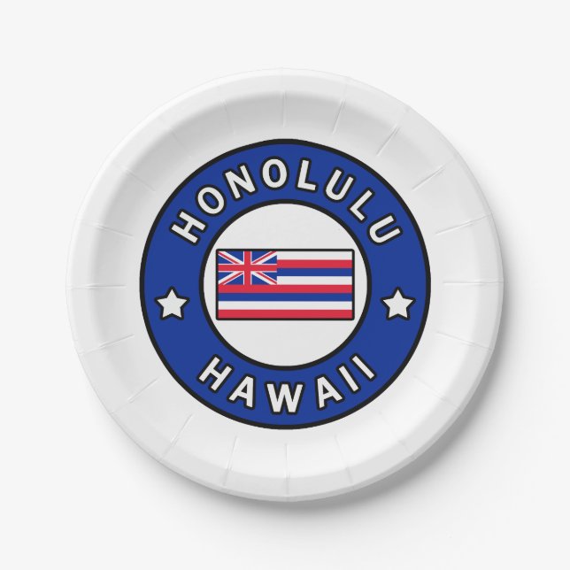 Honolulu Hawaii Paper Plates (Front)