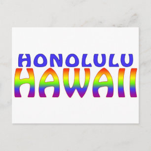 Honolulu Hawaii rainbow words postcard