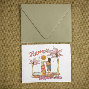 Honolulu Hawaii Retro Surf Tropical Beach Postcard