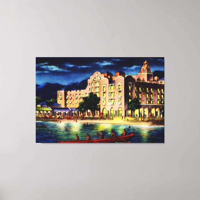 Honolulu Hawaii Royal Hawaiian Hotel at Night Canvas Print (Front)