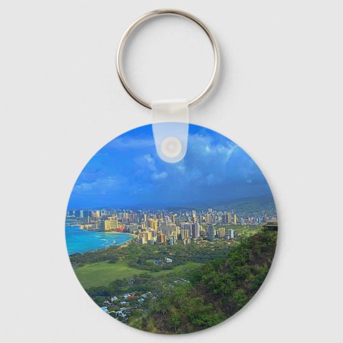 Honolulu Hawaii Skyline 1 Keychain