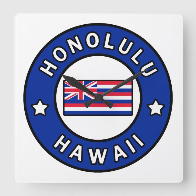 Honolulu Hawaii Square Wall Clock (Front)