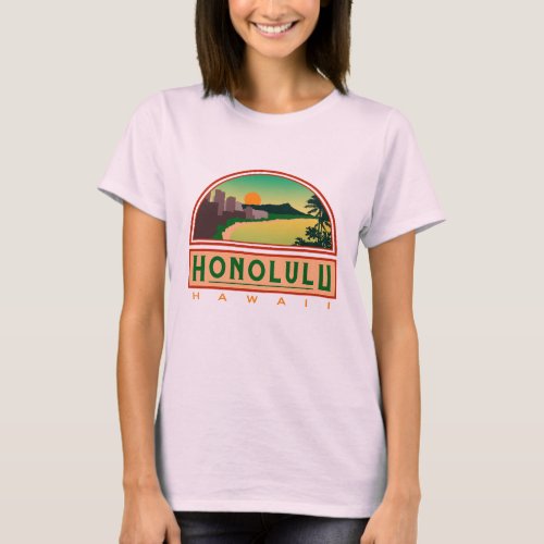 Honolulu Hawaii Sunrise Pink T_Shirt