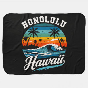 Honolulu Hawaii Surf Sunset Baby Blanket