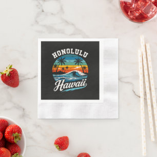 Honolulu Hawaii Surf Sunset Napkins