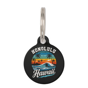 Honolulu Hawaii Surf Sunset Pet ID Tag