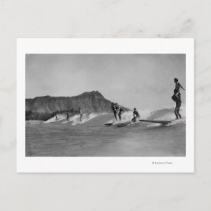 Honolulu, Hawaii - Surfers off Waikiki Beach Postcard