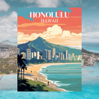 Honolulu, Hawaii: Travel Vintage Postcard