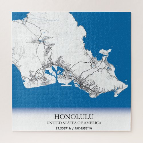 Honolulu Hawaii  USA Travel City Map Jigsaw Puzzle