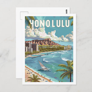 Honolulu Hawaii USA Vintage Travel Place Postcard