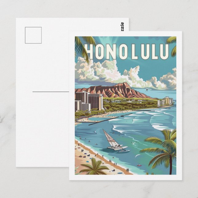 Honolulu Hawaii USA Vintage Travel Place Postcard (Front/Back)