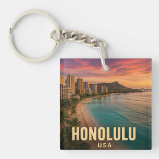 Honolulu Hawaii USA Waikiki Island Travel 🌺 Keychain