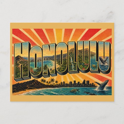 Honolulu Hawaii Volcanic Ocean Rainforest Art Postcard