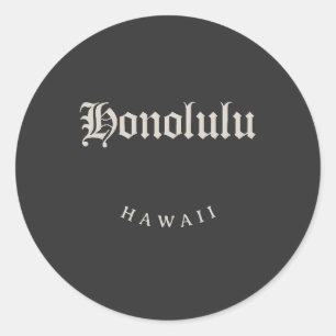 Honolulu Hawaii White Font Classic Round Sticker