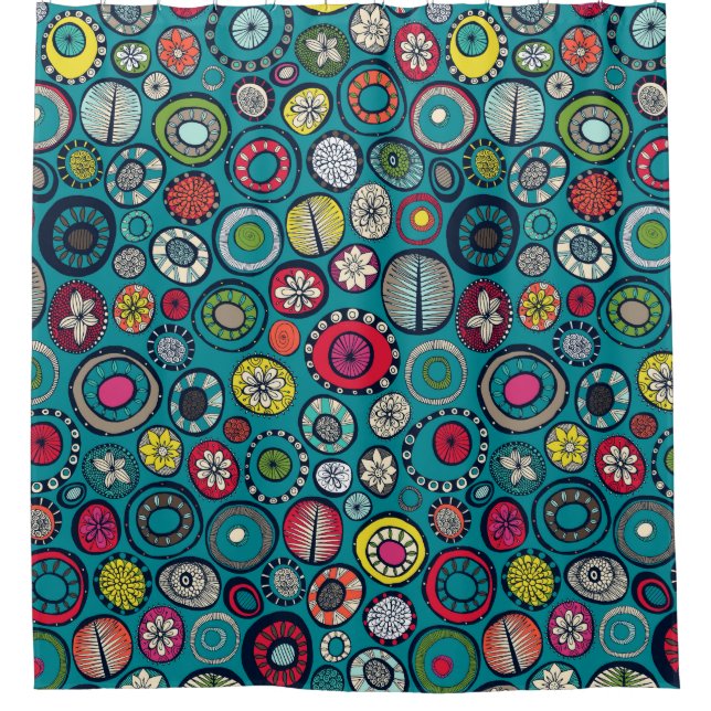 Honolulu hoops blue shower curtain (Front)