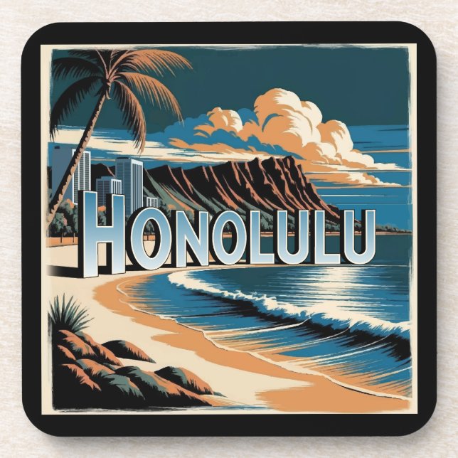 Honolulu O’aho Hawaii Beverage Coaster (Front)