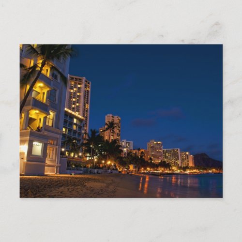 Honolulu Oahu Hawaii Night exposure of Postcard