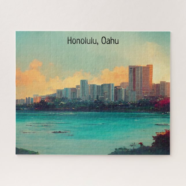 Honolulu Oahu Panorama View Cityscape Jigsaw Puzzle (Horizontal)