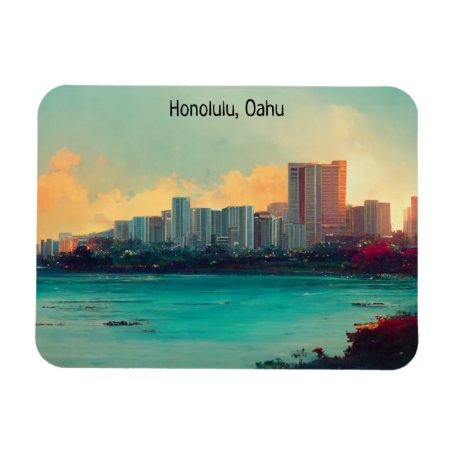 Honolulu Oahu Panorama View Cityscape Magnet (Horizontal)