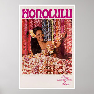 Honolulu Poster Hawaii Travel Art Hawaiian Print