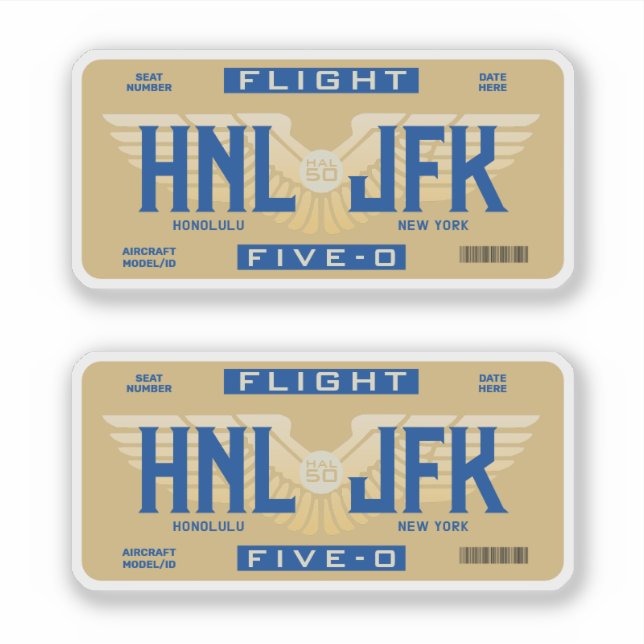 Honolulu to New York Flight 5-0  Sticker (Front)