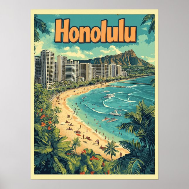 Honolulu - Urban Hawaii Beach  Poster (Front)