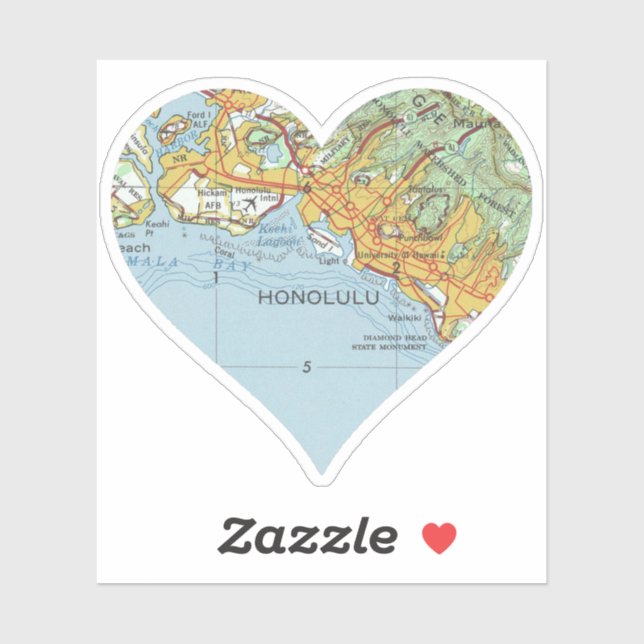 Honolulu Vintage Map  Sticker (Sheet)