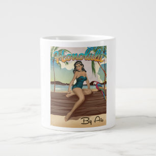 Honolulu vintage retro Travel print Giant Coffee Mug