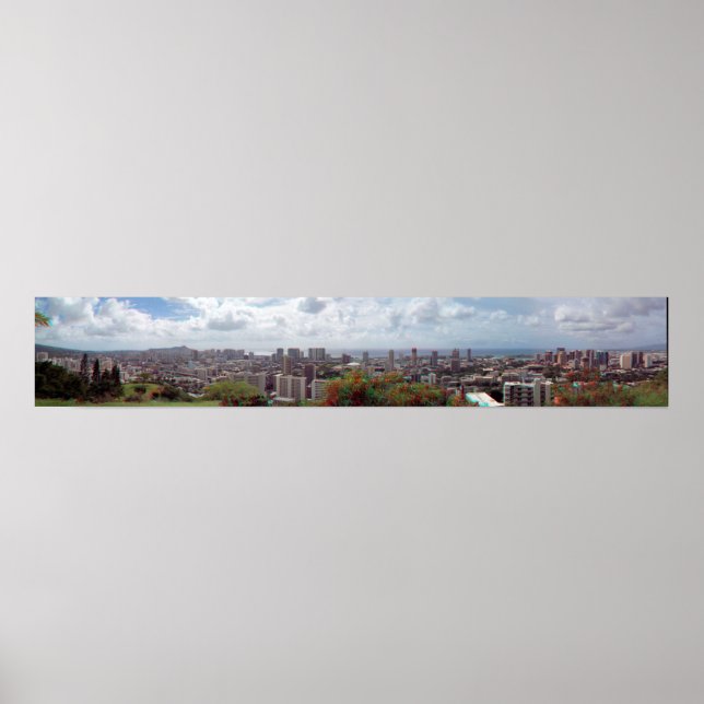 Honolulu Waikiki  Diamond  3D Anaglyph Panorama Poster (Front)