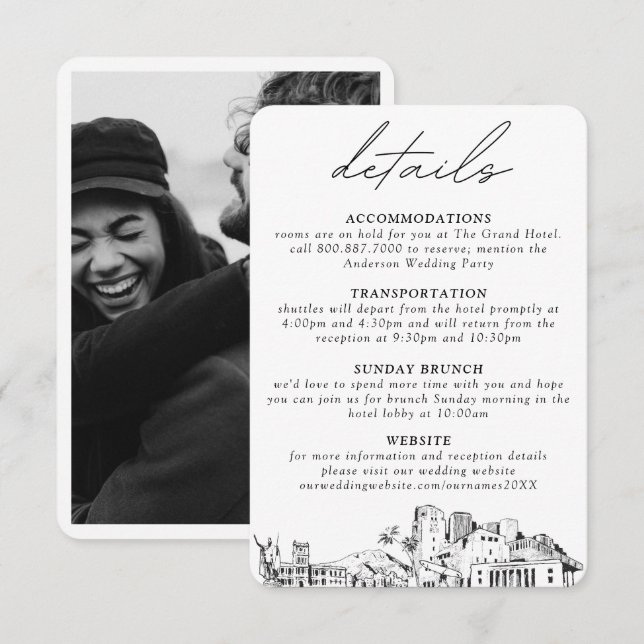 Honolulu Wedding Details Enclosure Card (Front/Back)