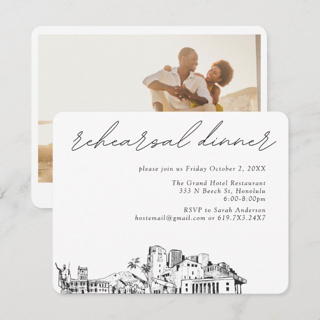 Honolulu Wedding Elegant Rehearsal Dinner Enclosure Card (Front/Back)
