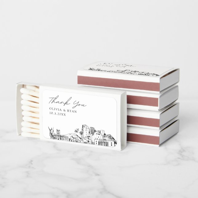 Honolulu Wedding Favor Custom Thank You Matchboxes (Stacked)