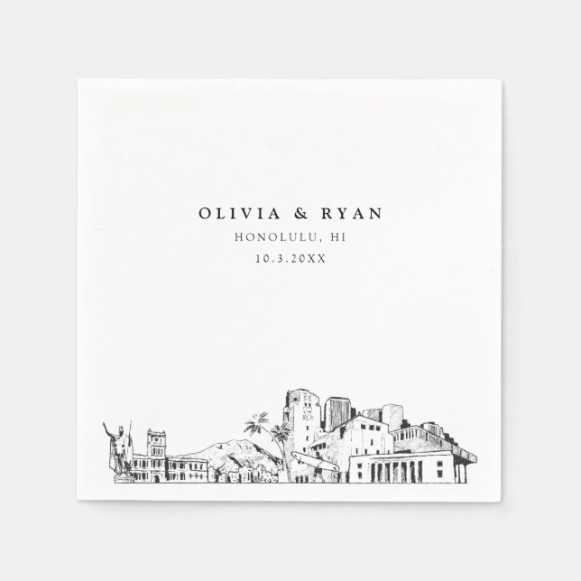 Honolulu Wedding Minimalist Paper  Napkins (Front)