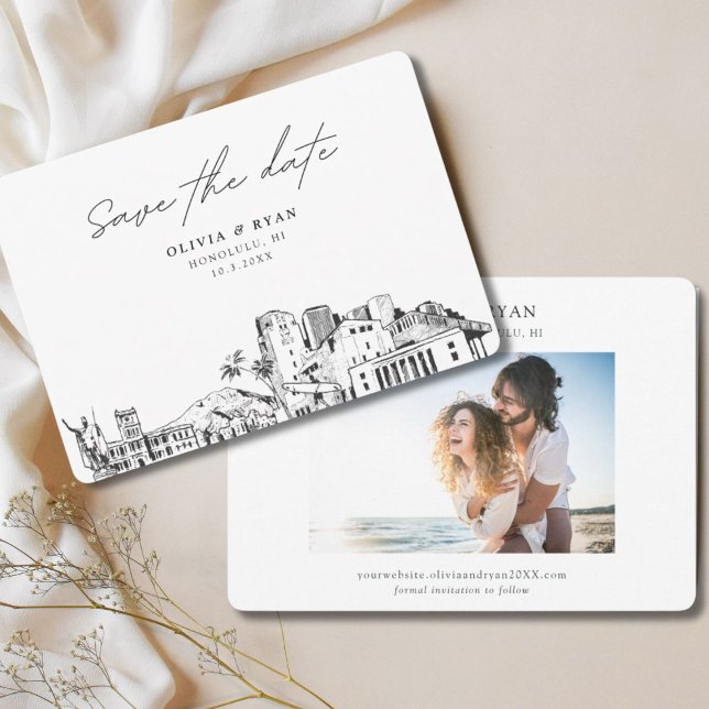 Honolulu Wedding Modern Save the Date Invitation (Honolulu Wedding Modern Save the Date Invitation)