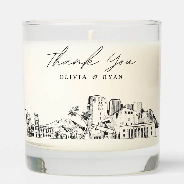 Honolulu Wedding Thank You Gift Custom Candle (Front)