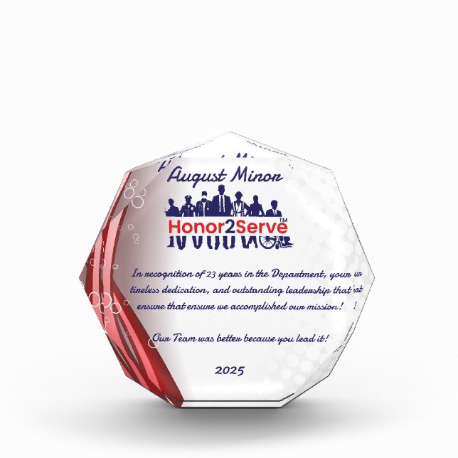 Honor2Serve Acrylic Award (Front)