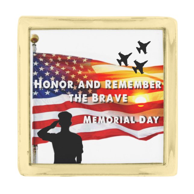 Honor and Remember the Brave Gold Finish Lapel Pin (Front)