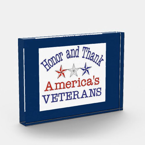 Honor and Thank American Veterans Award Plaque