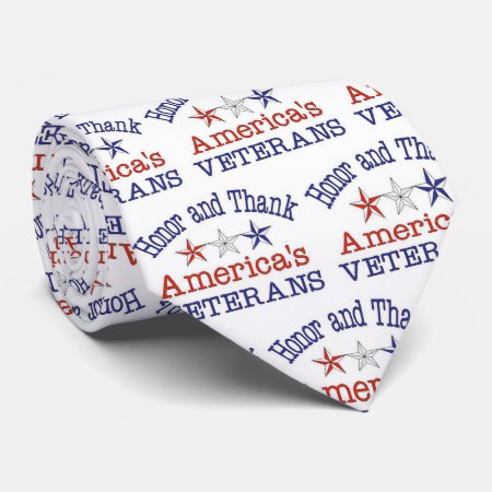 Honor And Thank American Veterans Neck Tie