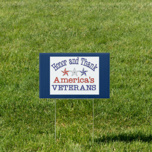 Honor and Thank American Veterans Yard Sign