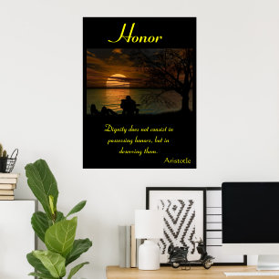 Honor Emerges Beneath Vibrant Seascape Sunset Poster