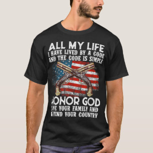 Honor God Love Family Defend Country Military Poli T-Shirt