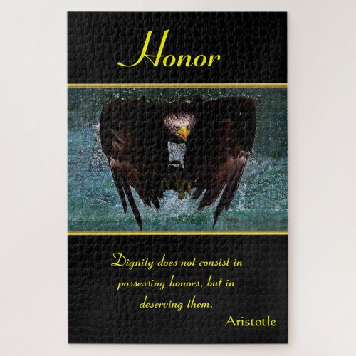 Honor low flying eagle over the ocean jigsaw puzzle