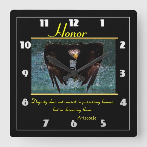 Honor low flying eagle over the ocean  square wall clock