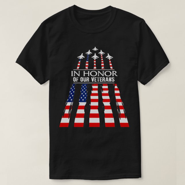 Honor Of Our Veterans Day Red Poppy Flower America T-Shirt (Design Front)