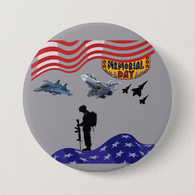 Honor on memorial day grey button (Front)
