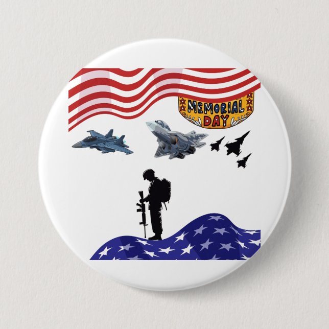 Honor on memorial day white button (Front)