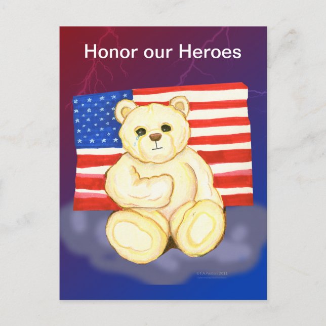 Honor our Heroes Teddy Postcard (Front)